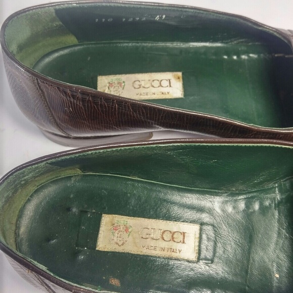 Gucci lizard Skin Brown Loafer Drivers 41 D
